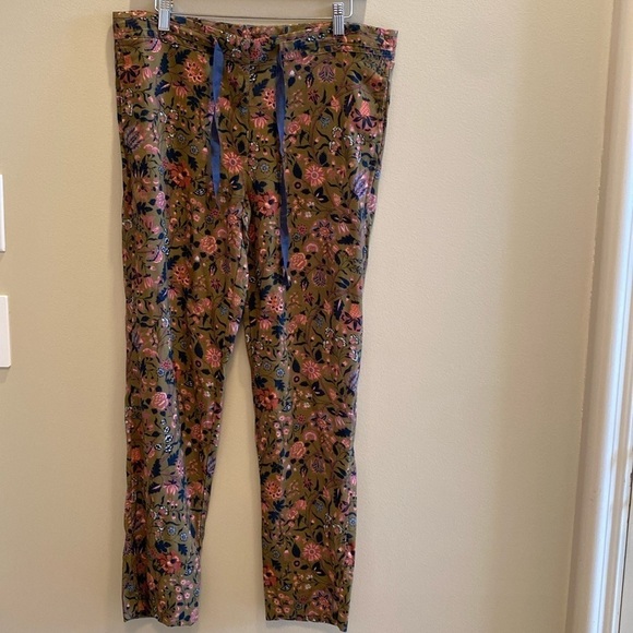 Sundance Madora Drawstring Pant green pink floral size XS - Picture 5 of 9